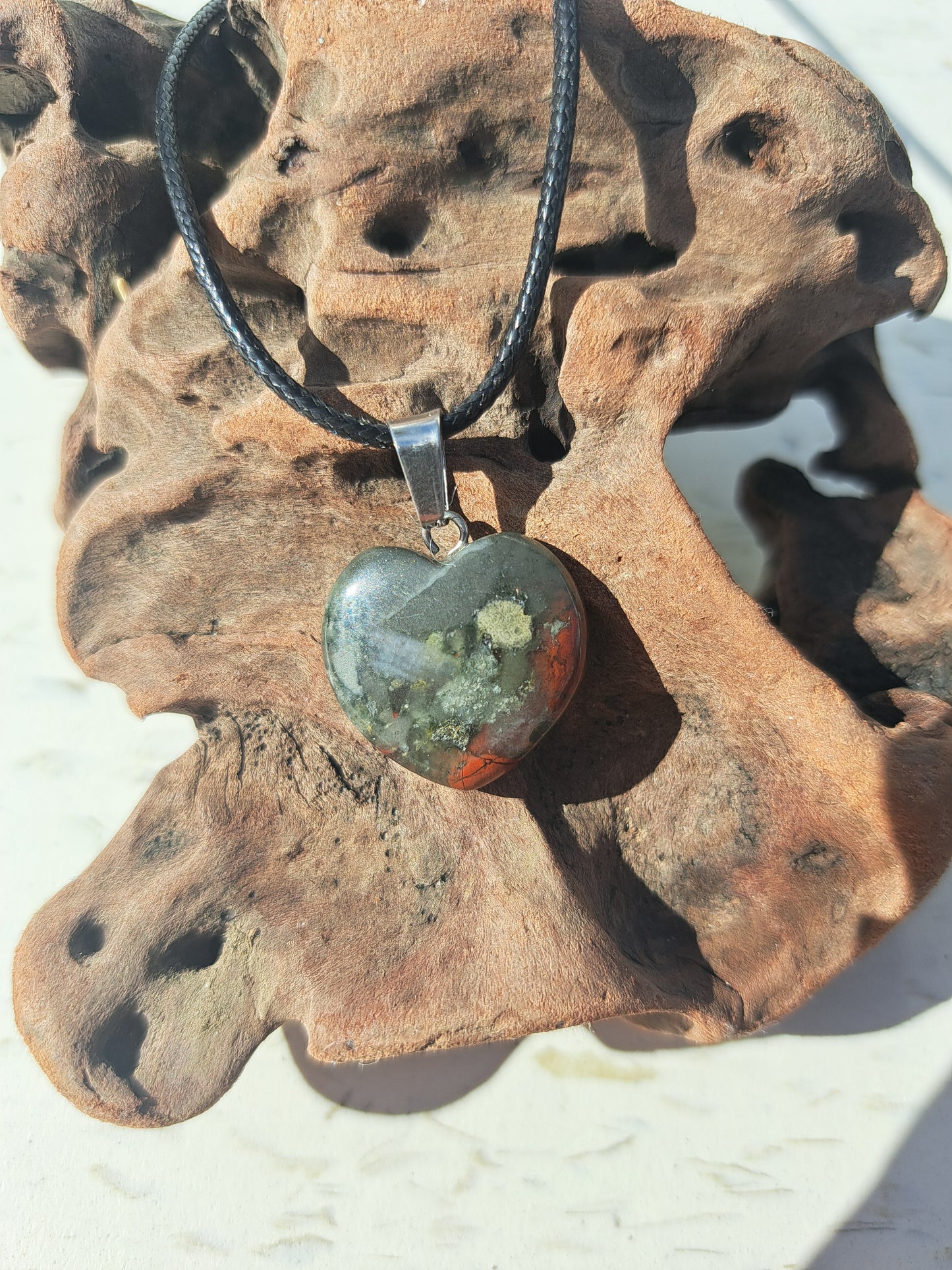 Heart Necklace - Bloodstone