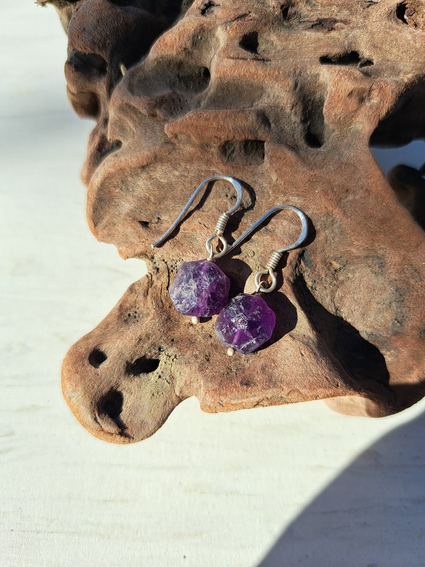Raw Amethyst Earrings