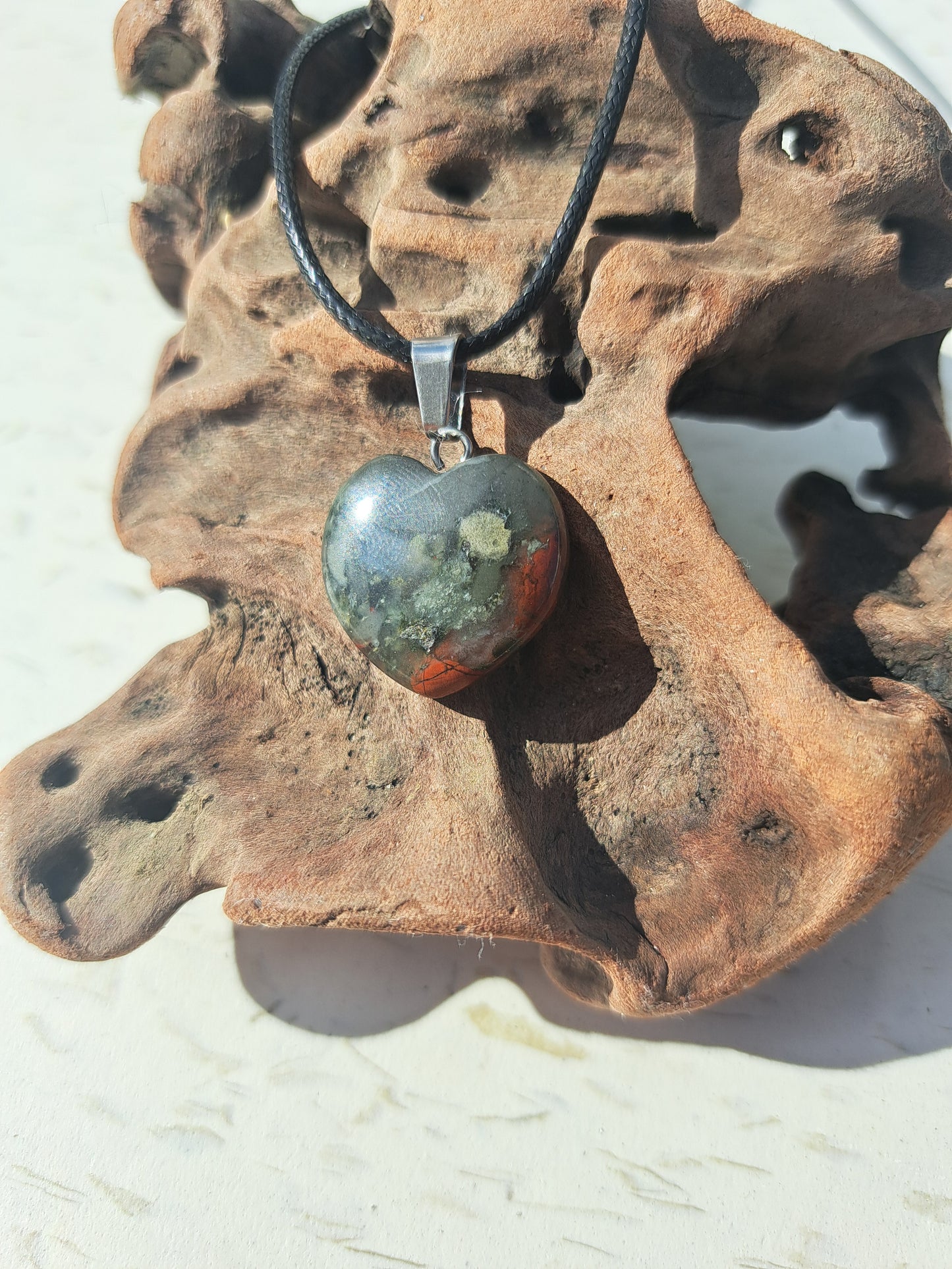 Heart Necklace - Bloodstone