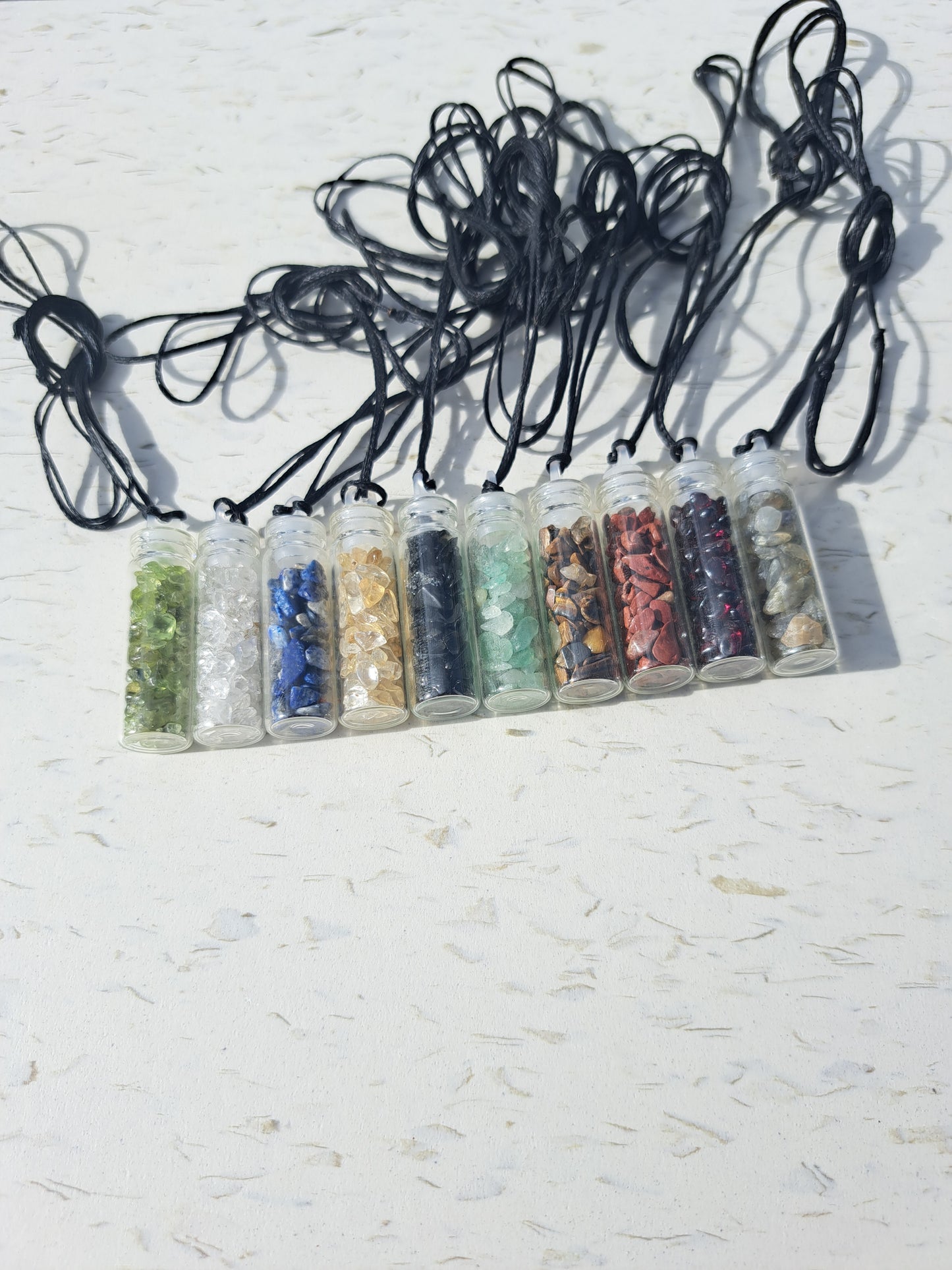 Crystal Chip Bottle Necklace