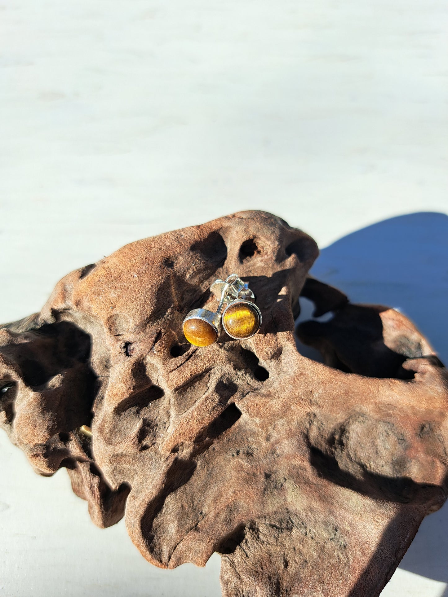 Tiger Eye Stud Earrings