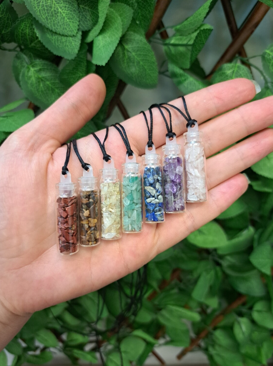 Mini Crystal Chip Bottle Necklace