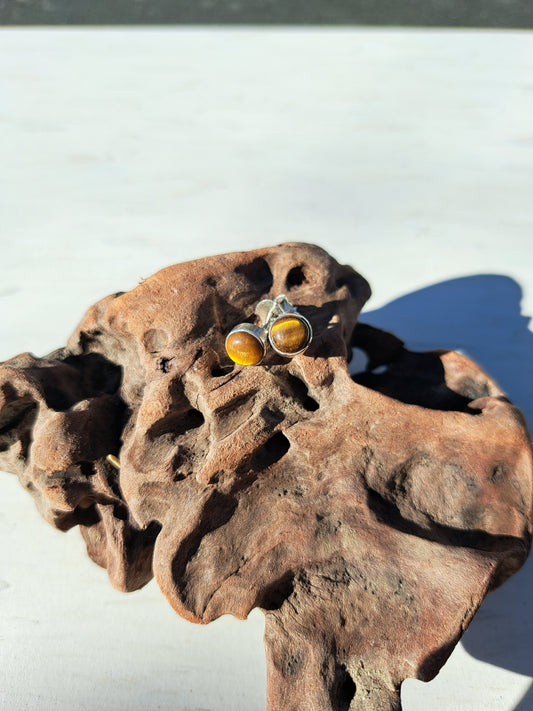 Tiger Eye Stud Earrings