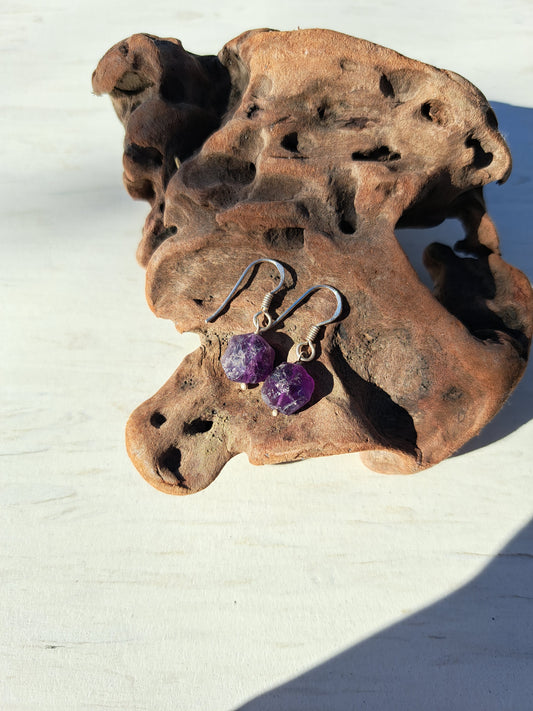 Raw Amethyst Earrings