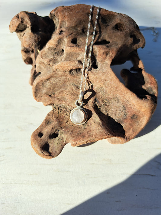 Rose Quartz Silver Necklace
