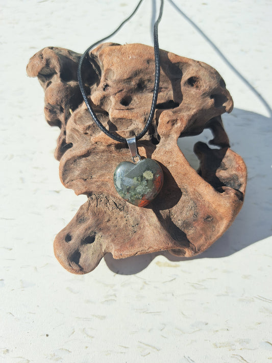 Heart Necklace - Bloodstone