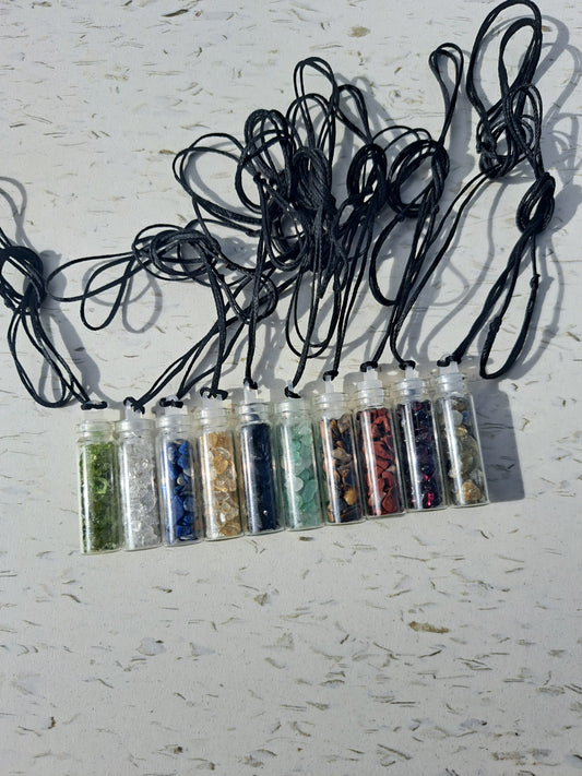 Crystal Chip Bottle Necklace
