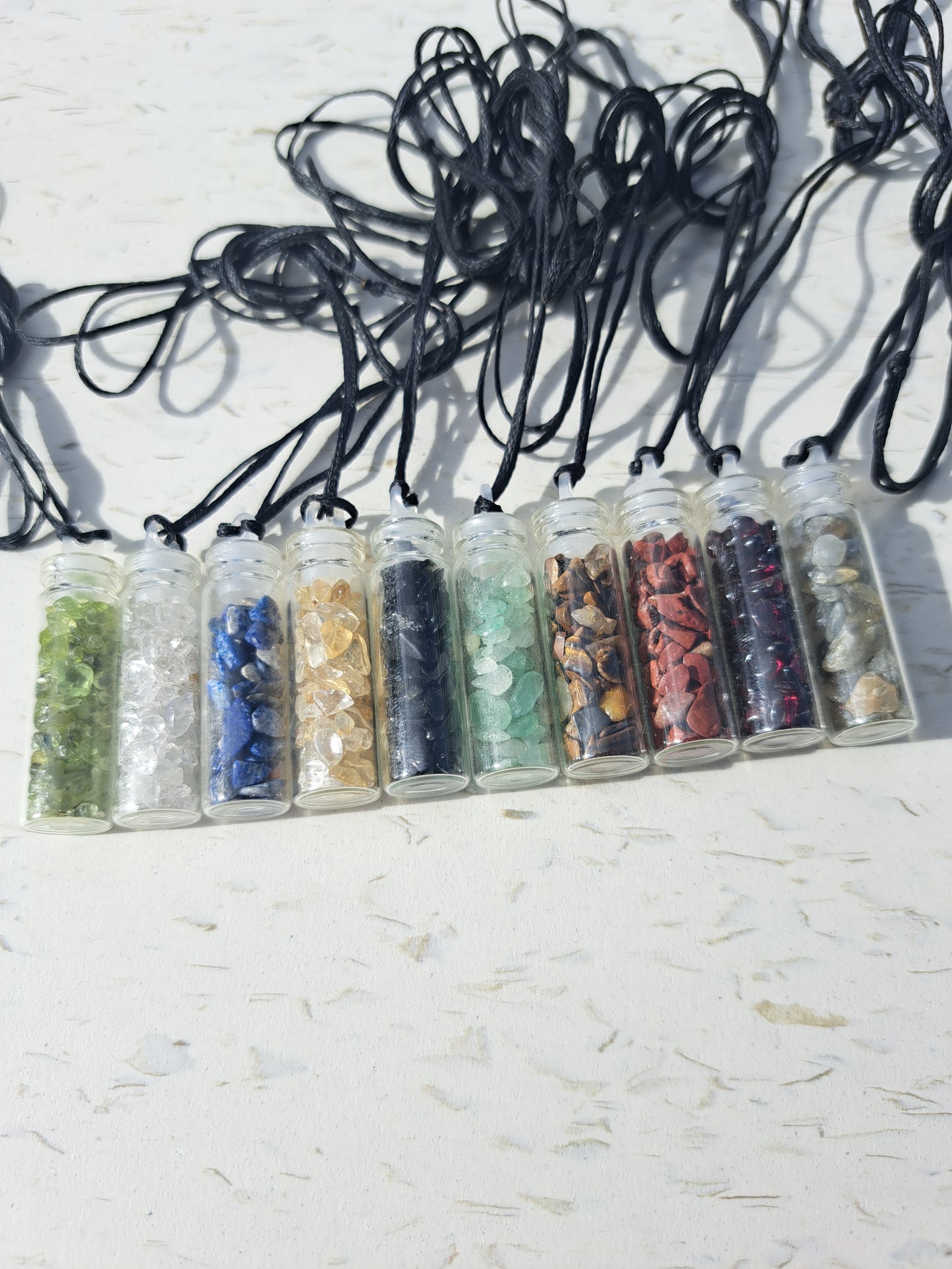 Crystal Chip Bottle Necklace