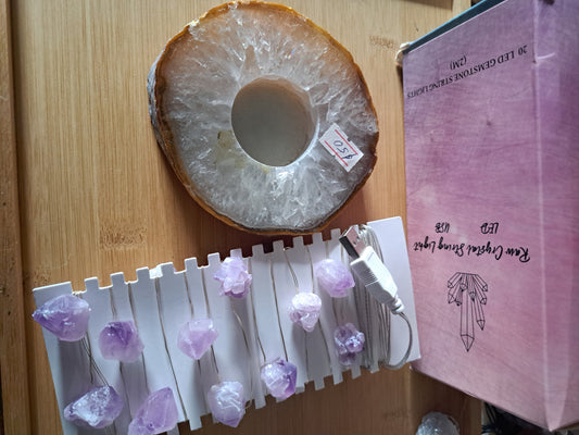 Agate candle holder & fairy lights bundle
